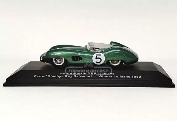 Miniatura de carro Aston Martin DBR1 RHD #5 Shelby/Salvadori, Vencedor 24h Le Mans 1959, escala 1:43, marca IXO