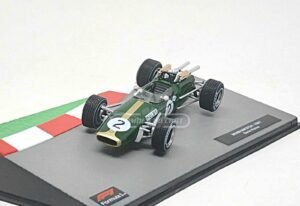 Miniatura de carro Brabham BT24 #2 D. Hulme, Campeão Mundial F1 1967, escala 1:43, marca Altaya