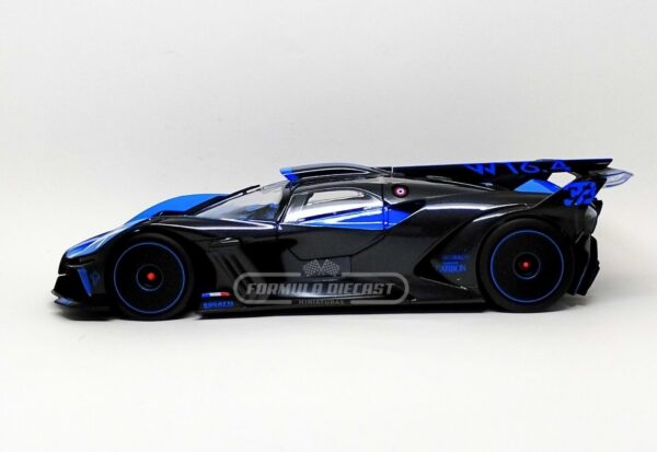 Miniatura de carro Bugatti Bolide W16.4 2020, Azul/Carbono, escala 1:18, marca Bburago
