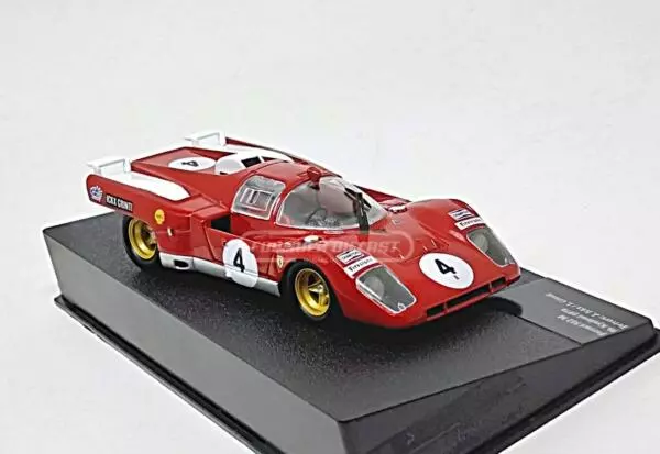 Miniatura de carro Ferrari 512M #4 Ickx/Giunti, Vencedor 9h Kyalami 1970, escala 1:43, marca Altaya