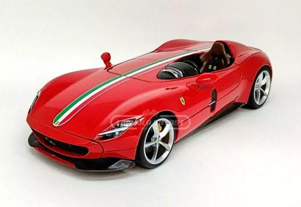 Miniatura de carro Ferrari Monza SP1 2019, Vermelho, escala 1:18, marca Bburago Signature