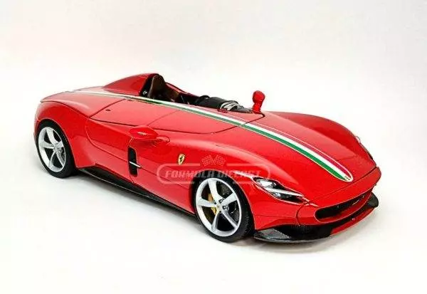 Miniatura de carro Ferrari Monza SP1 2019, Vermelho, escala 1:18, marca Bburago Signature