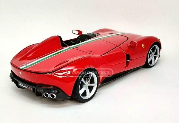 Miniatura de carro Ferrari Monza SP1 2019, Vermelho, escala 1:18, marca Bburago Signature