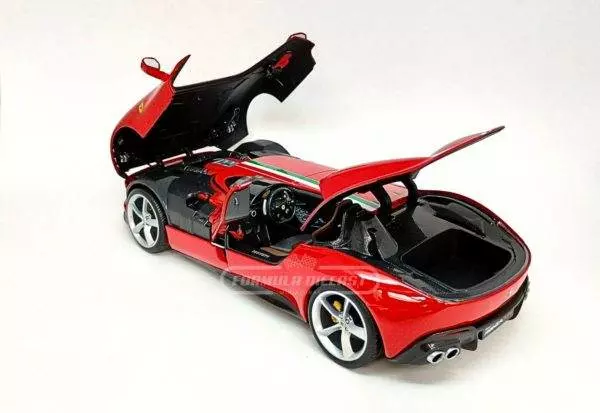 Miniatura de carro Ferrari Monza SP1 2019, Vermelho, escala 1:18, marca Bburago Signature