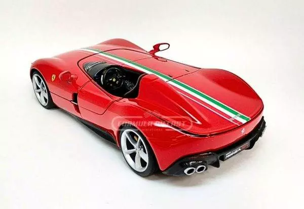 Miniatura de carro Ferrari Monza SP1 2019, Vermelho, escala 1:18, marca Bburago Signature