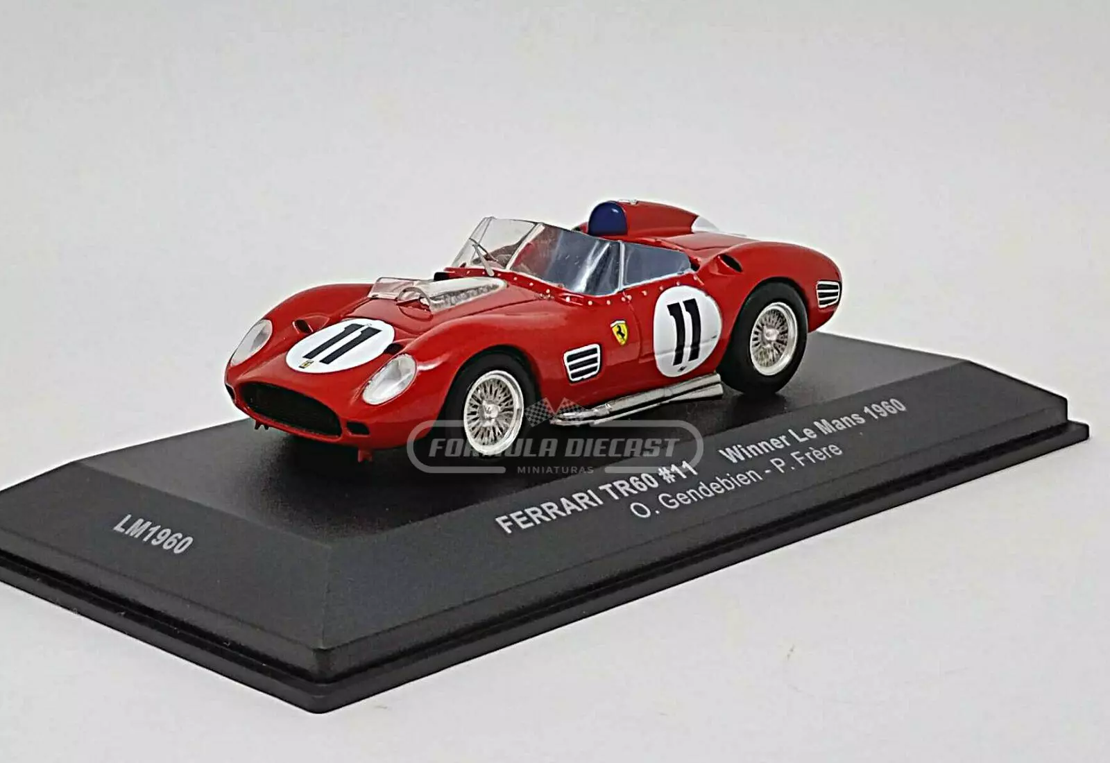 Miniatura de carro Ferrari TR60 #11 Gendebien/Frere, Vencedor 24h Le Mans 1960, escala 1:43, marca IXO