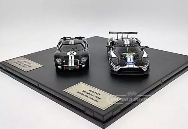 Miniatura de carro Ford GT40 MK II #2 1966 + Ford GT EcoBoost #66, 24h Le Mans 2019, escala 1:43, marca IXO