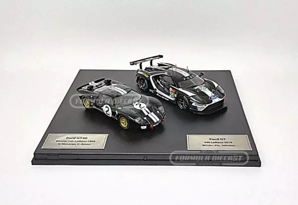 Miniatura de carro Ford GT40 MK II #2 1966 + Ford GT EcoBoost #66, 24h Le Mans 2019, escala 1:43, marca IXO