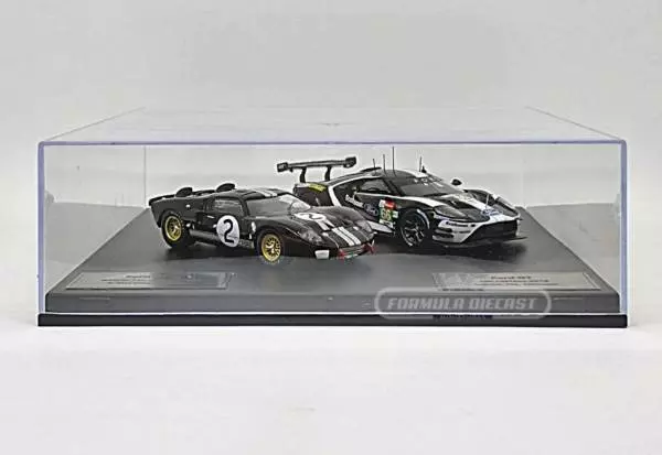 Miniatura de carro Ford GT40 MK II #2 1966 + Ford GT EcoBoost #66, 24h Le Mans 2019, escala 1:43, marca IXO