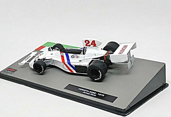 Miniatura de carro Hesketh 308B #24 James Hunt, F1 1975, escala 1:43, marca Altaya