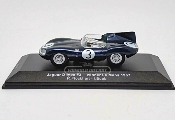 Miniatura de carro Jaguar D-type #3 Flockhart/Bueb, Vencedor 24h Le Mans 1957, escala 1:43, marca IXO