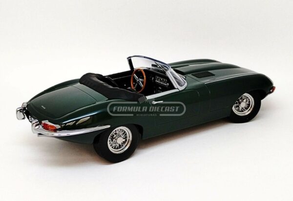 Miniatura de carro Jaguar E-Type Cabriolet Open Top Series 1 LHD 1961, Verde Escuro, escala 1:18, marca KK-Scale