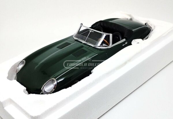 Miniatura de carro Jaguar E-Type Cabriolet Open Top Series 1 LHD 1961, Verde Escuro, escala 1:18, marca KK-Scale