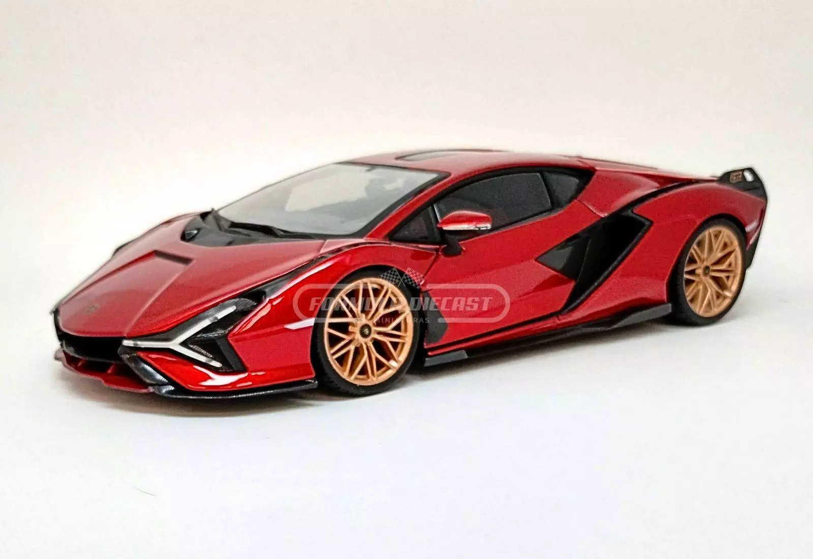 Miniatura de carro Lamborghini Sián FKP 37 2019, Vermelho/Preto, escala 1:18, marca Bburago