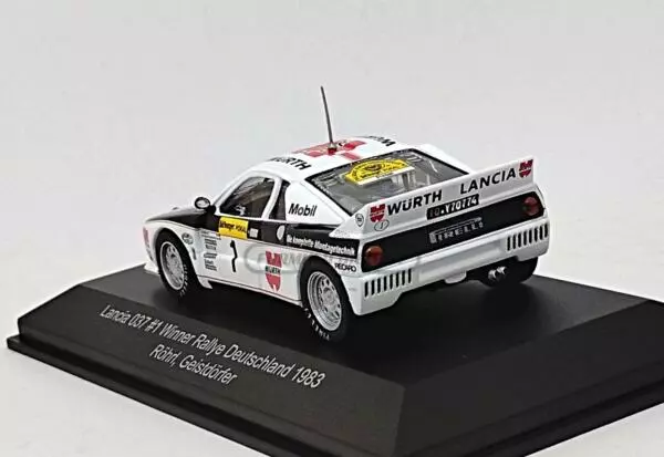 Miniatura de carro Lancia 037 #1 Röhrl/Geistdörfer, Vencedor Rally ADAC Alemanha 1983, escala 1:43, marca CMR