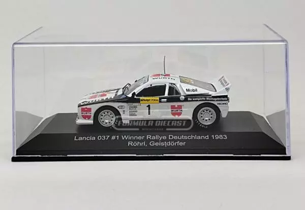 Miniatura de carro Lancia 037 #1 Röhrl/Geistdörfer, Vencedor Rally ADAC Alemanha 1983, escala 1:43, marca CMR