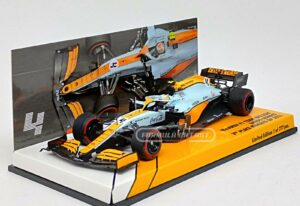 Miniatura de carro McLaren MCL35M #4 L.Norris, 3º lugar GP Mônaco F1 2021, escala 1:43, marca Minichamps