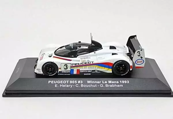 Miniatura de carro Peugeot 905 Evo 1B #3 Hélary/Bouchut/Brabham, Vencedor 24h Le Mans 1993, escala 1:43, marca IXO
