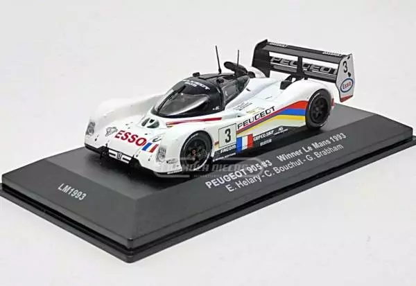 Miniatura de carro Peugeot 905 Evo 1B #3 Hélary/Bouchut/Brabham, Vencedor 24h Le Mans 1993, escala 1:43, marca IXO