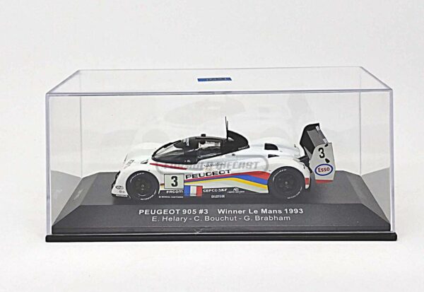 Miniatura de carro Peugeot 905 Evo 1B #3 Hélary/Bouchut/Brabham, Vencedor 24h Le Mans 1993, escala 1:43, marca IXO