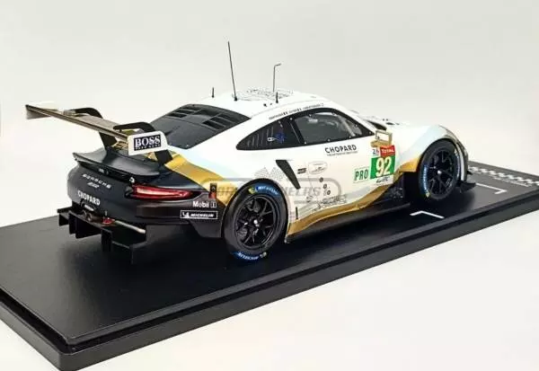 Miniatura de carro Porsche 911 (991) RSR #92 - Porsche GT Team - 24h Le Mans 2019, escala 1:18, marca IXO