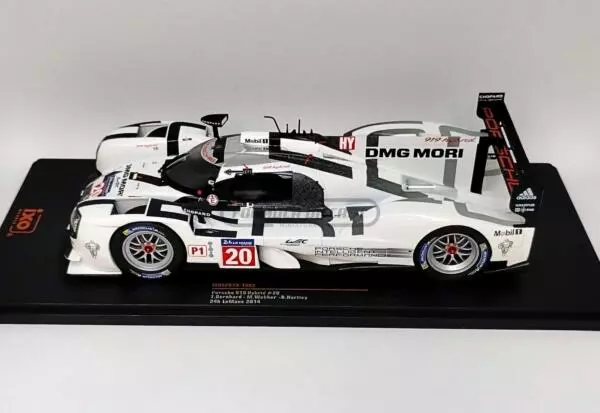 Miniatura de carro Porsche 919 Hybrid #20 Bernhard/Webber/Hartley, 24h Le Mans 2014, escala 1:18, marca IXO