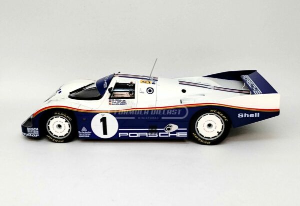 Miniatura de carro Porsche 962C #1 Stuck/Bell/Holbert, Vencedor 24h Le Mans 1986, escala 1:18, marca Norev