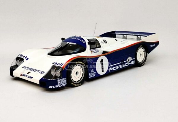 Miniatura de carro Porsche 962C #1 Stuck/Bell/Holbert, Vencedor 24h Le Mans 1986, escala 1:18, marca Norev