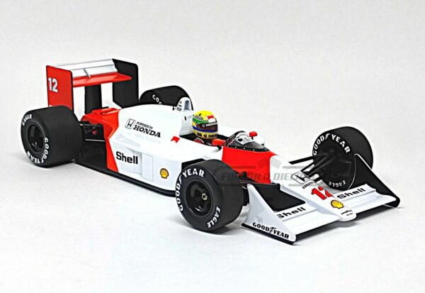 Miniatura de carro McLaren Honda MP4/4 Ayrton Senna, Campeão Mundial F1 1988, escala 1:18, marca Minichamps
