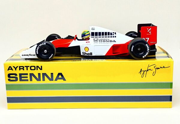 Miniatura de carro McLaren Honda MP4/5B Ayrton Senna, Campeão Mundial F1 1990, escala 1:18, marca Minichamps