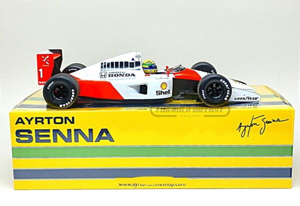 Miniatura de carro McLaren Honda MP4/6 Ayrton Senna, Campeão Mundial F1 1991, escala 1:18, marca Minichamps