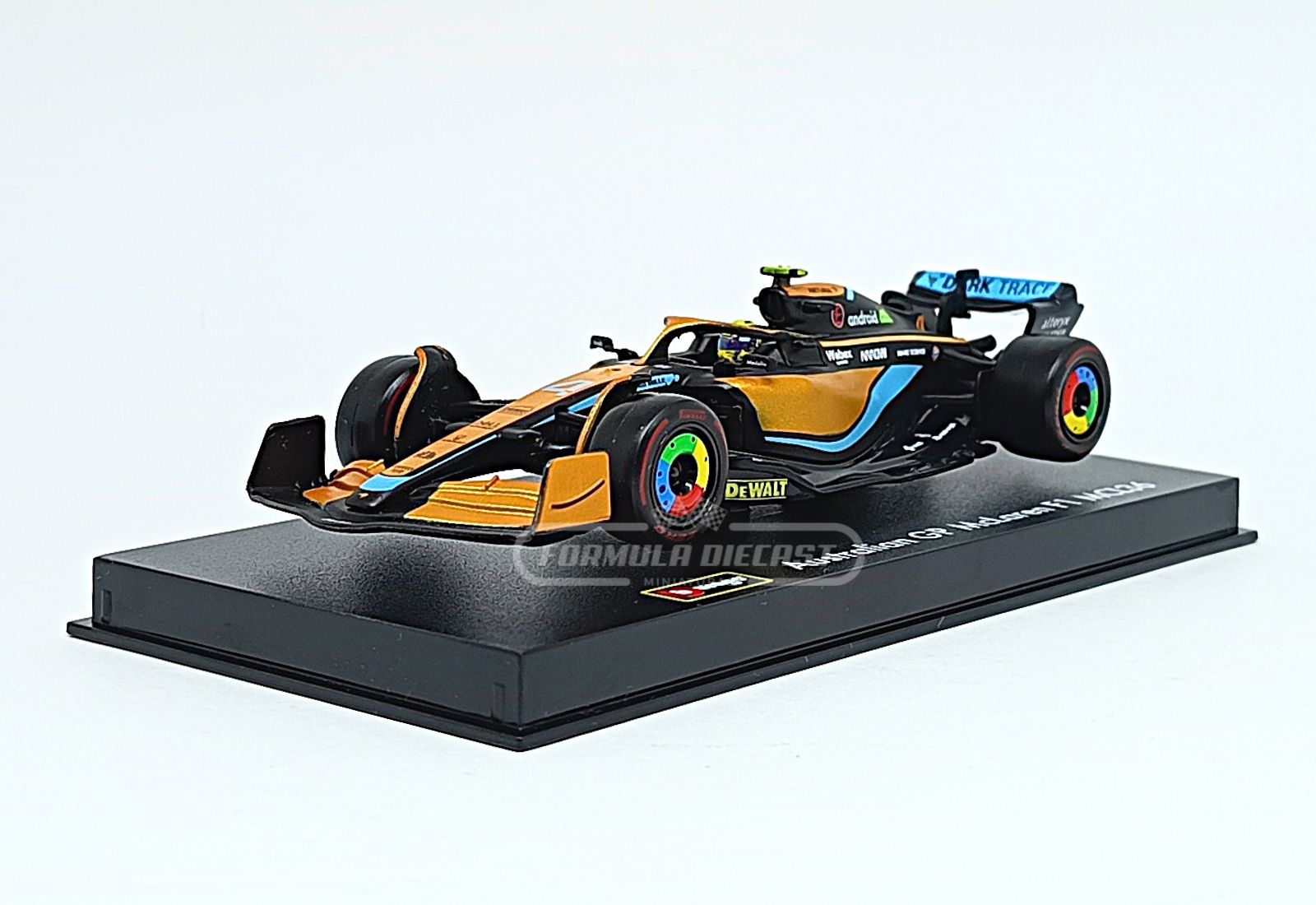 Miniatura de carro McLaren MCL36 Lando Norris, F1 2022, escala 1:43, marca Bburago