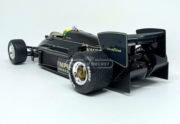 Miniatura de carro Lotus Renault 97T #12 Ayrton Senna, Vencedor GP Portugal 1985 de F1, escala 1:18, marca PremiumX