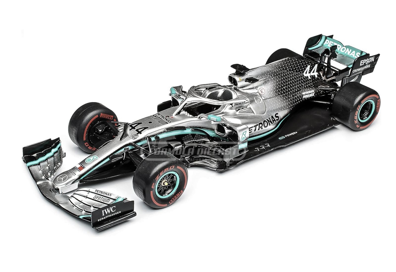 Miniatura de carro Mercedes-AMG F1 W10 #44 L. Hamilton, Campeão Mundial F1 2019, escala 1:24, marca Premium Collectibles