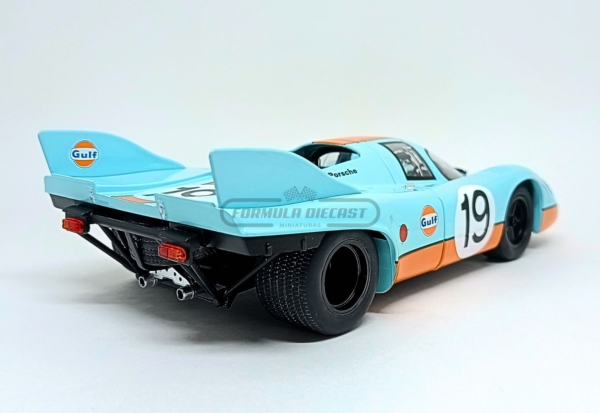 Miniatura de carro Porsche Gulf 917K #19 Attwood/Müller 24h Le Mans 1971, escala 1:18, marca CMR