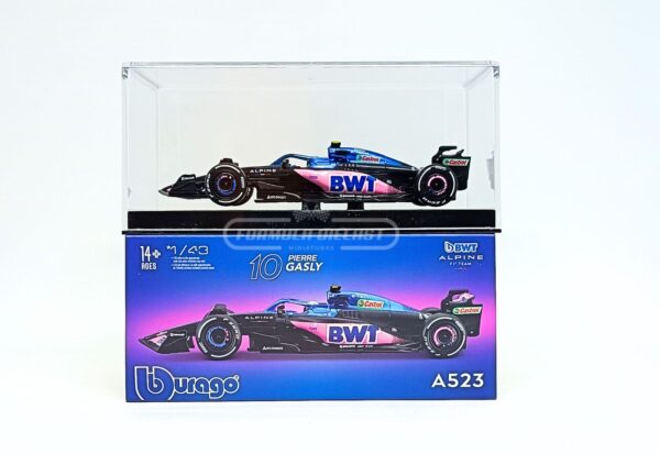 Miniatura de carro Alpine BWT A523 #10 P. Gasly (c/ piloto), F1 2023, escala 1:43, marca Bburago