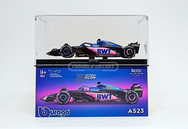 Miniatura de carro Alpine BWT A523 #31 E. Ocon (c/ piloto), F1 2023, escala 1:43, marca Bburago