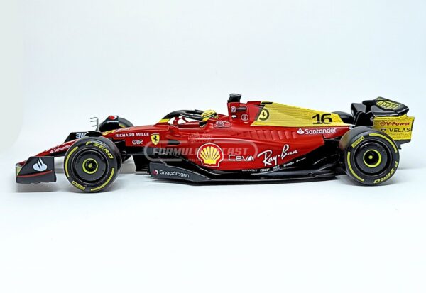 Miniatura de carro Ferrari F1-75 #16 C. Leclerc, Edição GP da Italia F1 2022, escala 1:24, marca Bburago