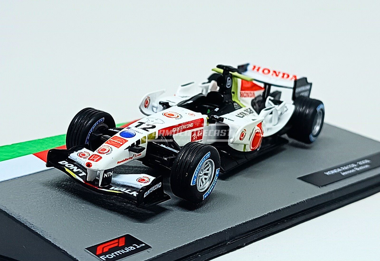 Miniatura de carro Honda RA106 #12 Jenson Button, F1 2006, escala 1:43, marca Altaya