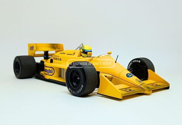 Miniatura de carro Lotus Honda 99T #12 Ayrton Senna - F1 1987, escala 1:18, marca Minichamps