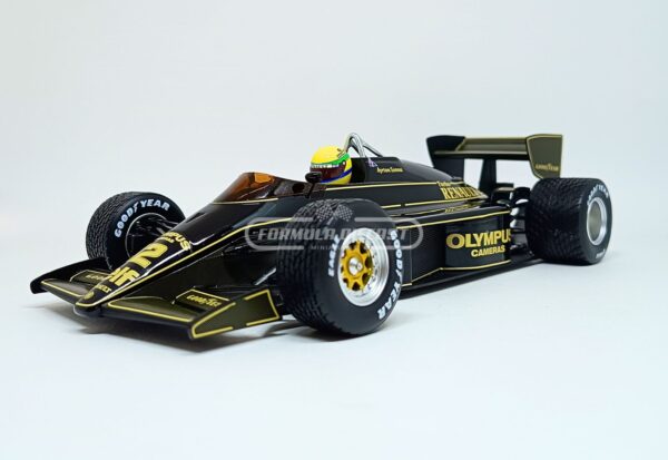 Miniatura de carro Lotus Renault 97T #12 Ayrton Senna - F1 GP de Portugal 1985, escala 1:18, marca Minichamps