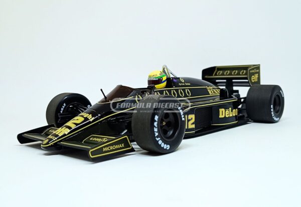 Miniatura de carro Lotus Renault 98T #12 Ayrton Senna - F1 1986, escala 1:18, marca Minichamps