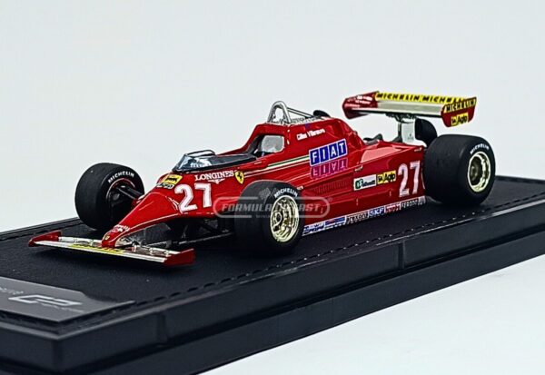 Miniatura de carro Ferrari 126 CK #27 G. Villeneuve, F1 1981, escala 1:43, marca GP Replicas