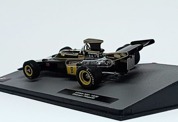 Miniatura de carro Lotus 72D E. Fittipaldi, Campeão Mundial F1 1972, escala 1:43, marca Altaya