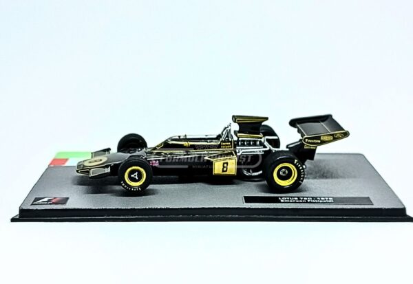 Miniatura de carro Lotus 72D E. Fittipaldi, Campeão Mundial F1 1972, escala 1:43, marca Altaya