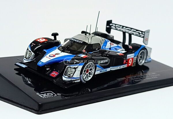 Miniatura de carro Peugeot 908 HDI FAP #9 M. Gene/A. Wurz/D. Brabham, vencedor 24h Le Mans 2009, escala 1:43, marca IXO