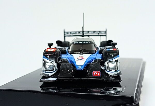 Miniatura de carro Peugeot 908 HDI FAP #9 M. Gene/A. Wurz/D. Brabham, vencedor 24h Le Mans 2009, escala 1:43, marca IXO