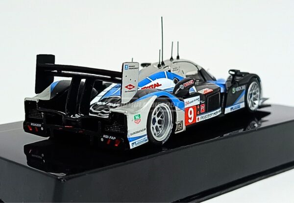 Miniatura de carro Peugeot 908 HDI FAP #9 M. Gene/A. Wurz/D. Brabham, vencedor 24h Le Mans 2009, escala 1:43, marca IXO