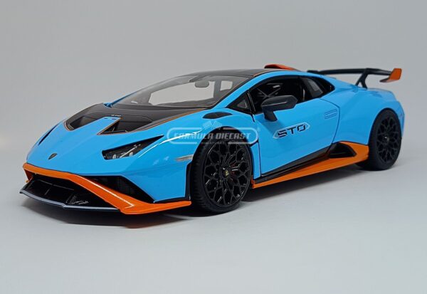 Miniatura de carro Lamborghini Huracan STO 2023, escala 1:18, marca Rastar