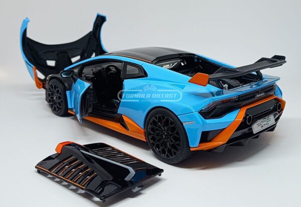 Miniatura de carro Lamborghini Huracan STO 2023, escala 1:18, marca Rastar